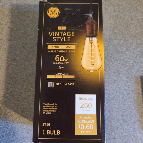 1 Bulb Vintage Style Amber Glass - Picture 4 of 5